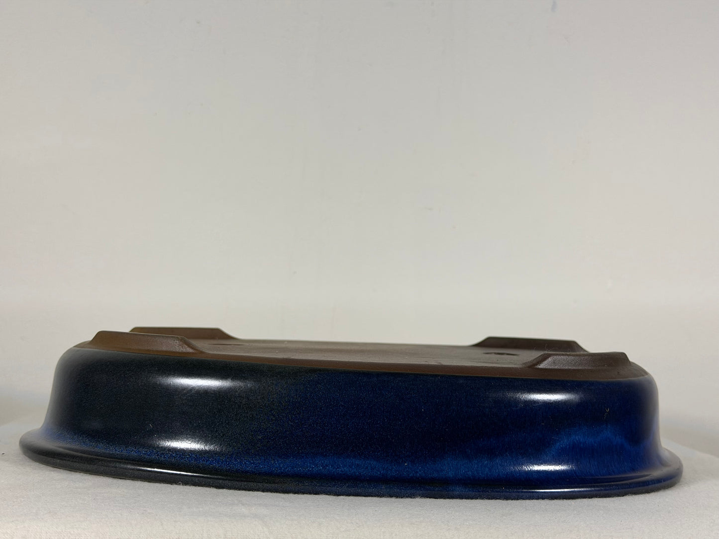 Preowned Japanese Tokoname Glazed Oval Bonsai Pot - 13.25” By 10”