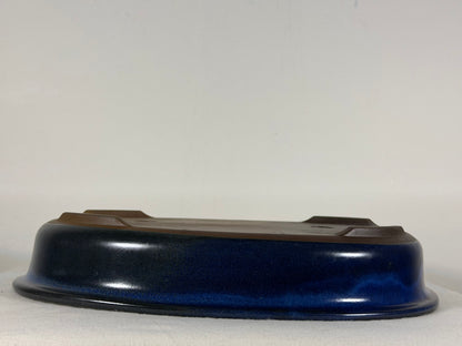 Preowned Japanese Tokoname Glazed Oval Bonsai Pot - 13.25” By 10”