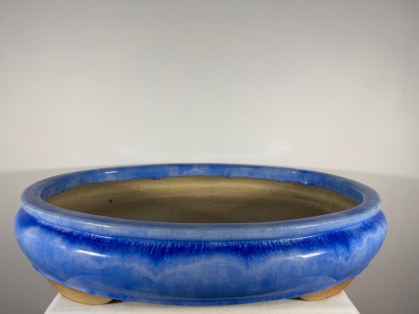Preowned Japanese Tokoname Glazed Bag Style Bonsai Pot Canton China - 25.5” By 18”