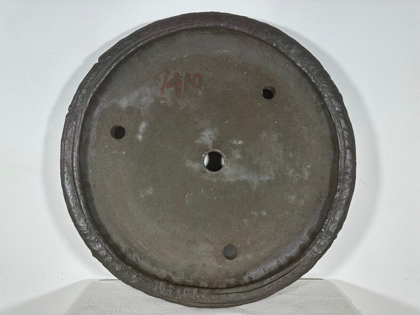 Preowned Japanese Tokoname Unglazed Round Shallow Bonsai Pot Syousen - 17.25” By 2.25”