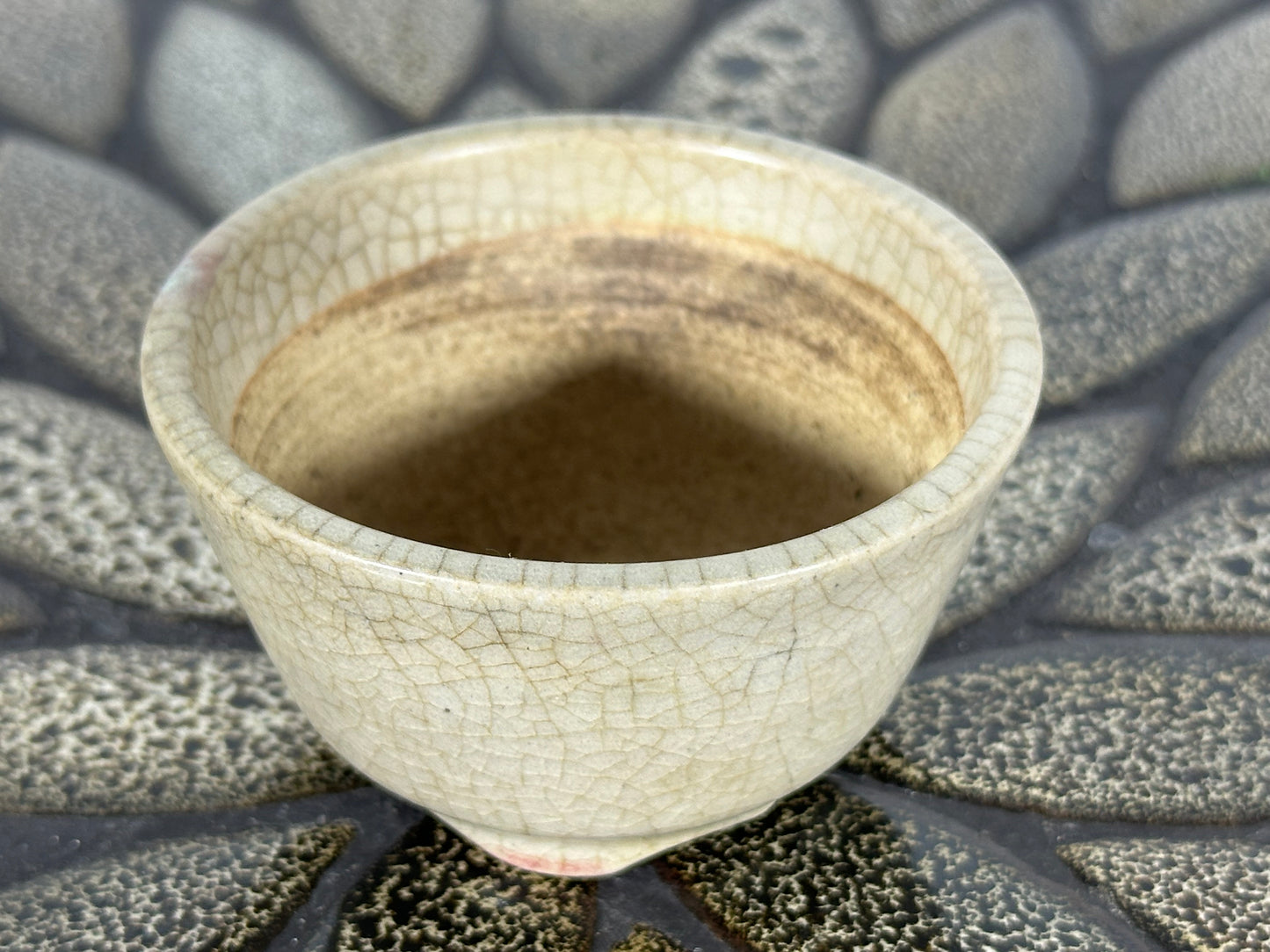 Preowned Japanese Tokoname Glazed Round Bonsai Pot Husou - 2.75” By 1.5”