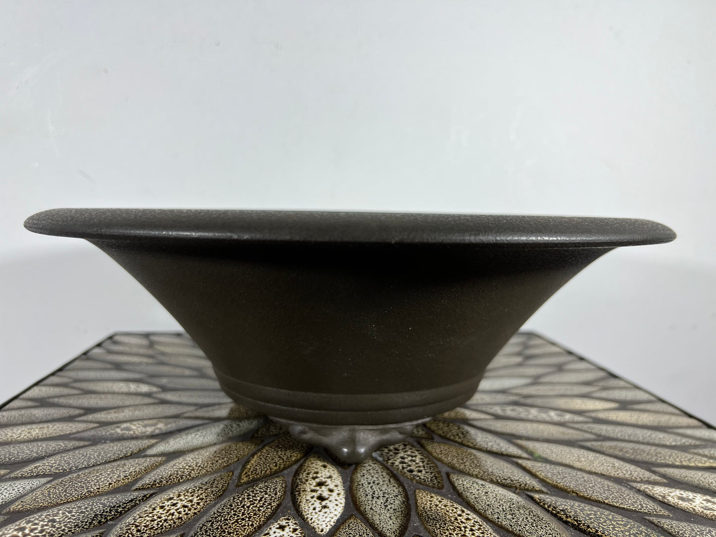 Preowned Japanese Tokoname Round Bonsai Pot Yamaaki - 13” By 4.5”