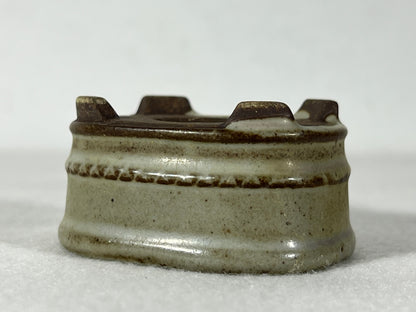 Preowned Japanese Tokoname Rectangular Bonsai Pot Tosui - 2 1/8” By 1.75”