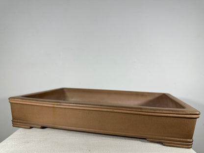 Preowned Japanese Tokoname Unglazed Rectangular Bonsai Pot Seizan - 19” By 13”
