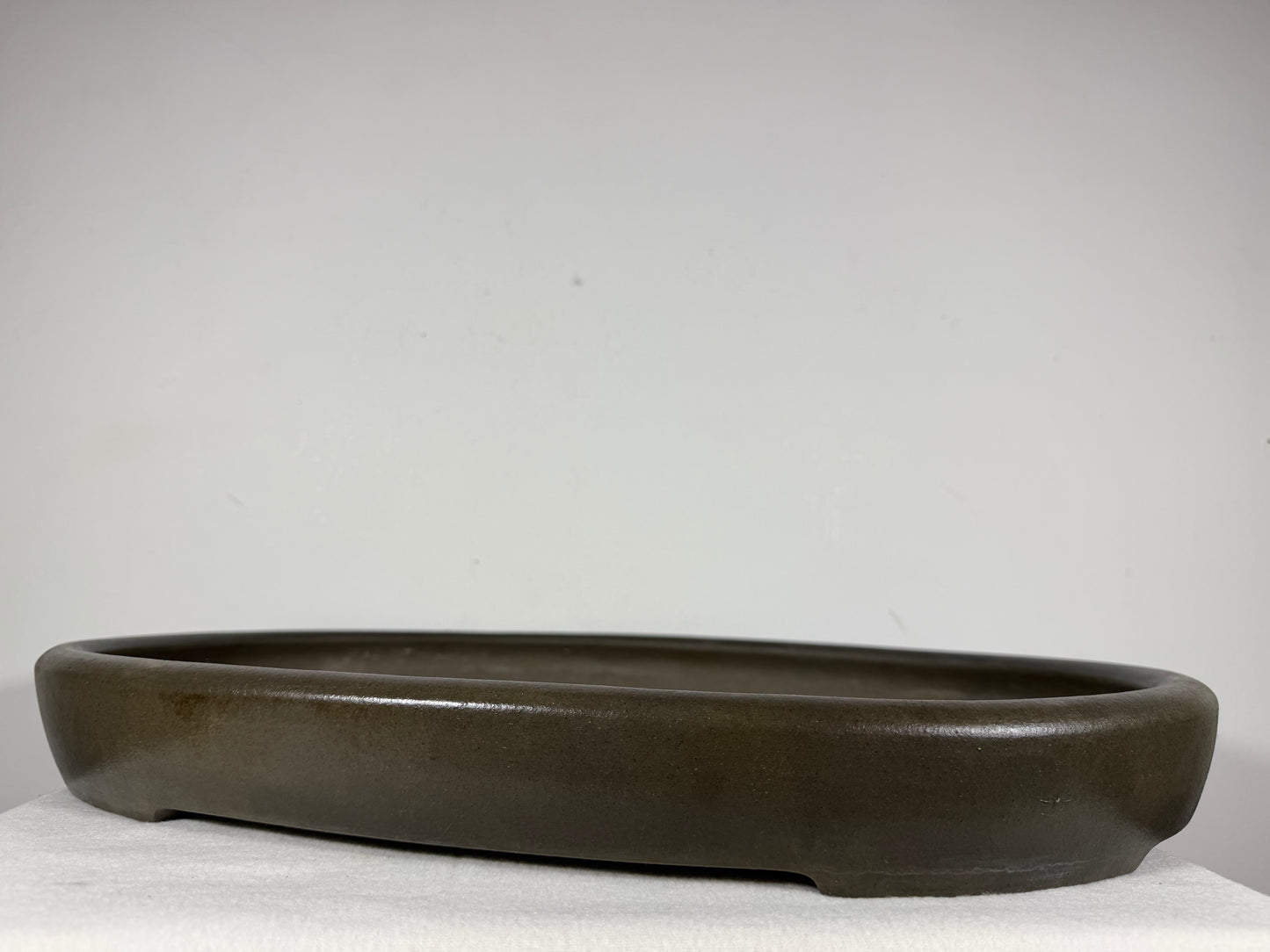 Preowned Japanese Tokoname Unglazed Shallow Oval Bonsai Pot Seizan - 20.75” By 14.75”