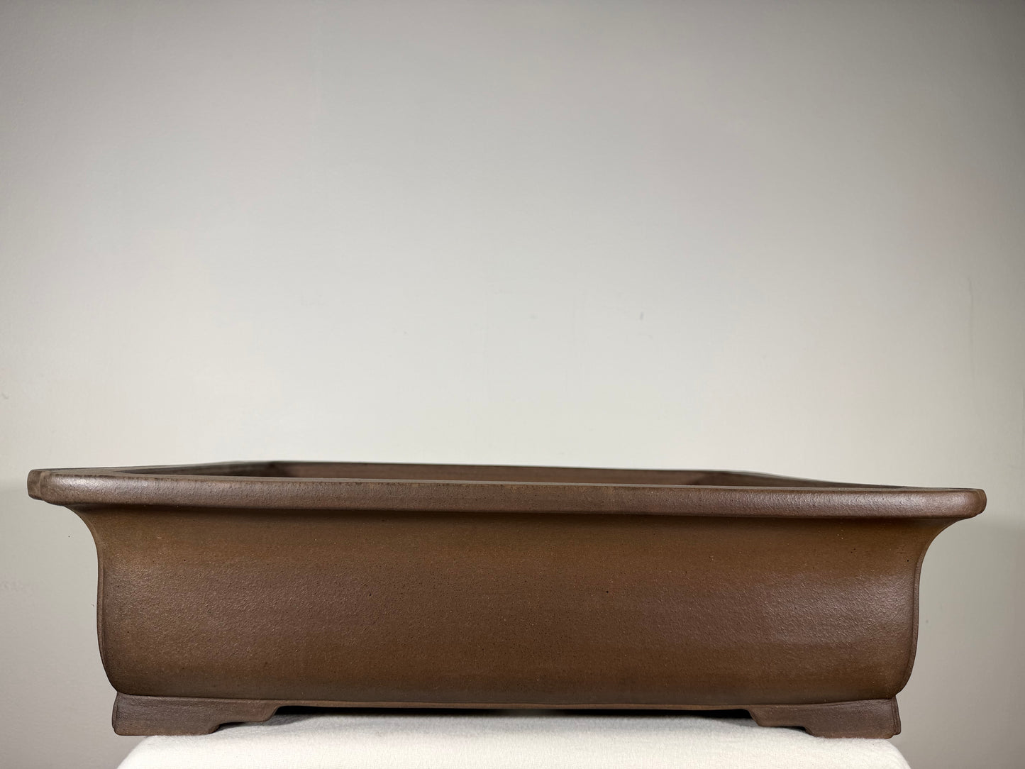 Preowned Japanese Tokoname Unglazed Rectangular Bonsai Pot Gyouzan Nakano - 21.75” By 17.5”