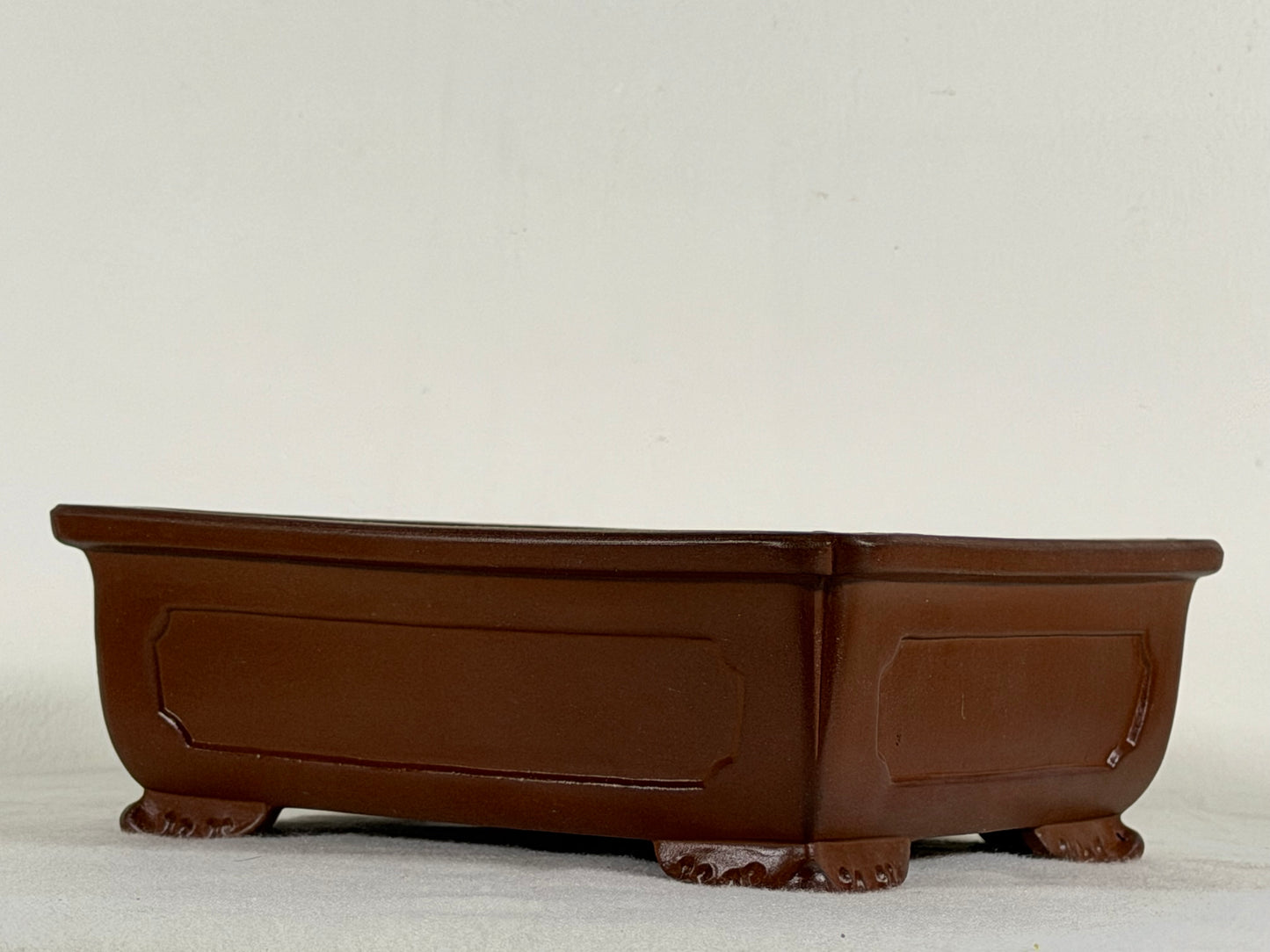 Preowned Japanese Tokoname Unglazed Rectangular Bonsai Pot with Stamp - 7.75” By 6.25”