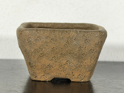 Preowned Japanese Tokoname Unglazed Square Bonsai Pot - 2.25” By 1.25”