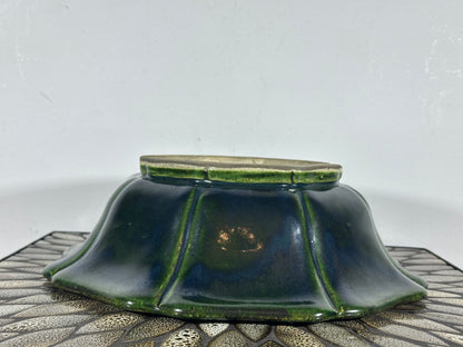 New Japanese Tokoname Glazed Bonsai Pot Rinka Style Mazan Terahata - 12” By 11.25”