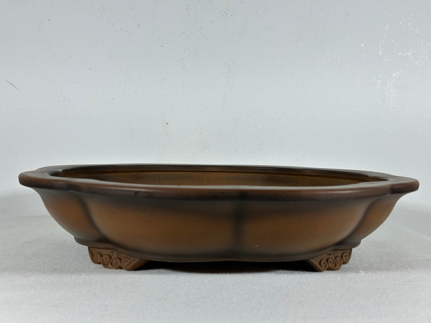 Preowned Japanese Tokoname Unglazed Rinka Style Bonsai Pot Bigei - 12” By 11.5”