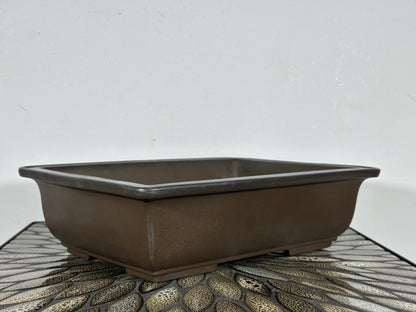 Preowned Japanese Tokoname Unglazed Rectangular Bonsai Pot Senkoen - 12” By 8.75”