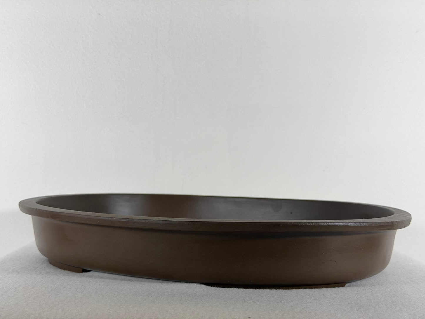 Preowned Japanese Tokoname Unglazed Shallow Oval Bonsai Pot - 14.75” By 11.75”