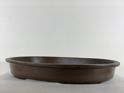 Preowned Japanese Tokoname Unglazed Shallow Oval Bonsai Pot - 14.75” By 11.75”