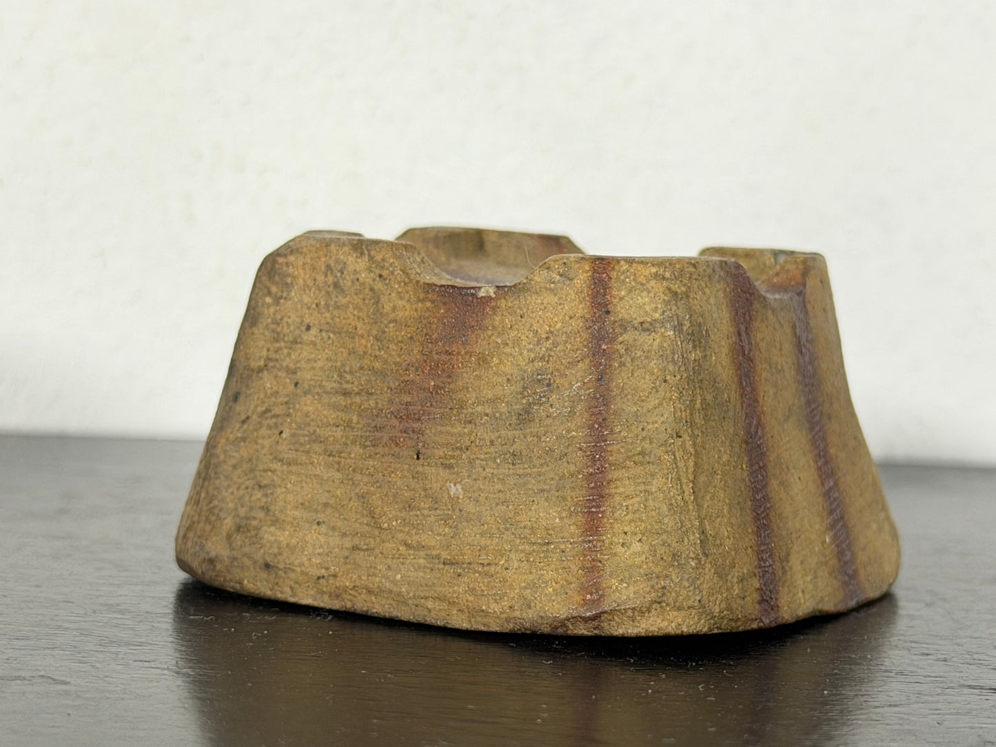 Preowned Japanese Tokoname Unglazed Square Bonsai Pot With Stamp - 2” By 1 1/8”