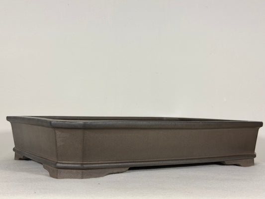 Preowned Japanese Tokoname Unglazed Rectangular High Quality Bonsai Pot Gyouzan Nakano - 13.75” By 9.75”