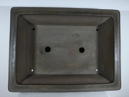 Preowned Japanese Tokoname Unglazed Rectangular Bonsai Pot Gyouzan Nakano - 22” x 16.5” x 6”