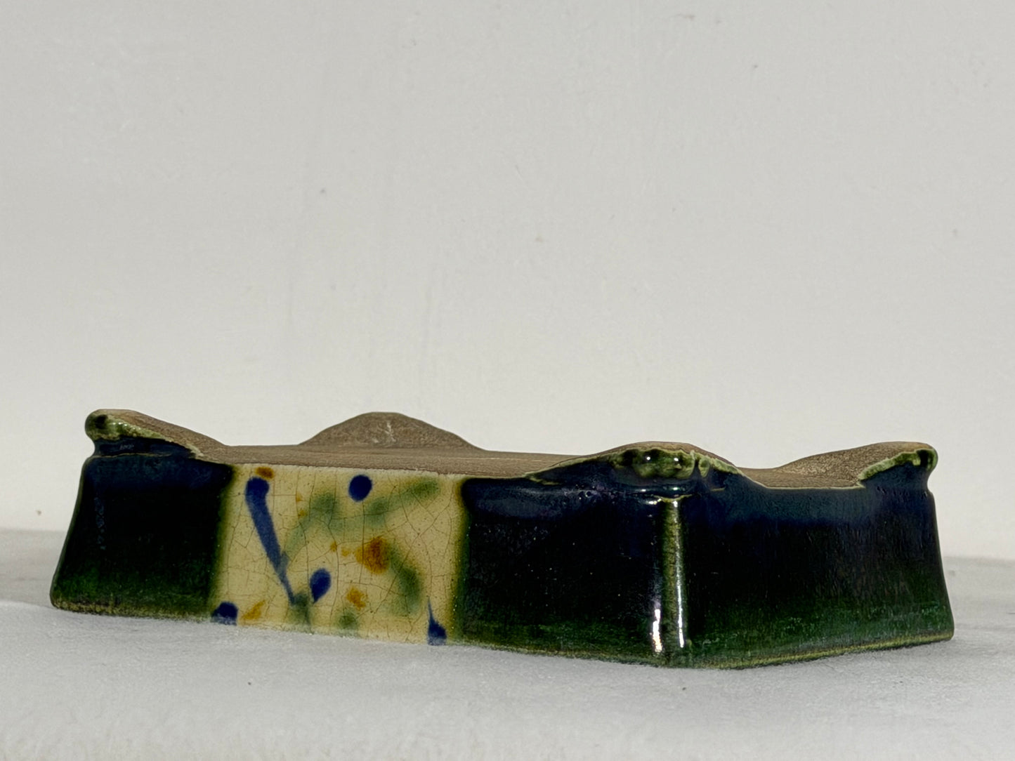 Preowned Japanese Tokoname Glazed Rectangular Bonsai Pot Satomi - 6.25” By 4.5”