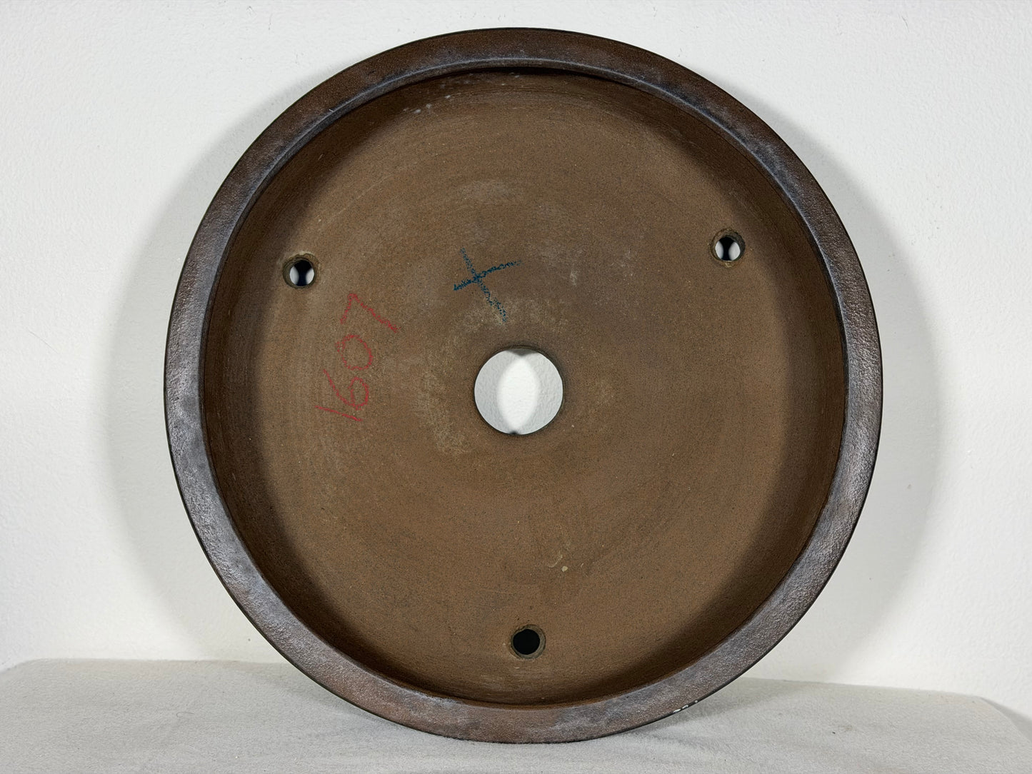 Preowned Japanese Tokoname Unglaed Round Bonsai Pot Touyou - 11” By 2.75”