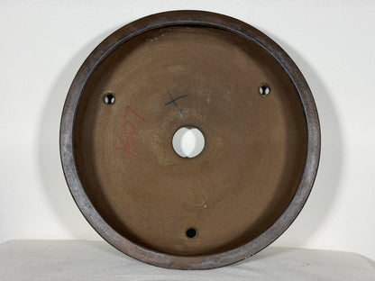 Preowned Japanese Tokoname Unglaed Round Bonsai Pot Touyou - 11” By 2.75”