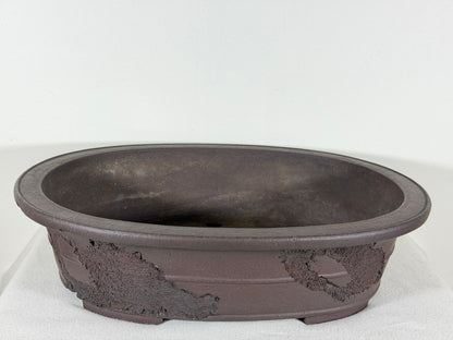 Preowned Japanese Tokoname Unglazed Bonsai Pot Jyuuoudou - 15” By 12”