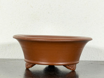 New Japanese Tokoname Unglazed Round Bonsai Pot Bigei - 3.25” By 1.25”