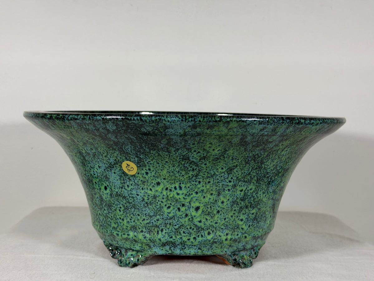 New Japanese Tokoname Glazed Round Bonsai Pot Syuhou Yoshimura - 12.25” By 5.5”