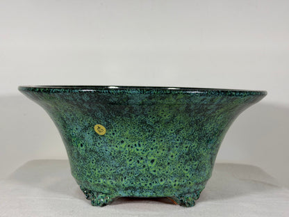New Japanese Tokoname Glazed Round Bonsai Pot Syuhou Yoshimura - 12.25” By 5.5”