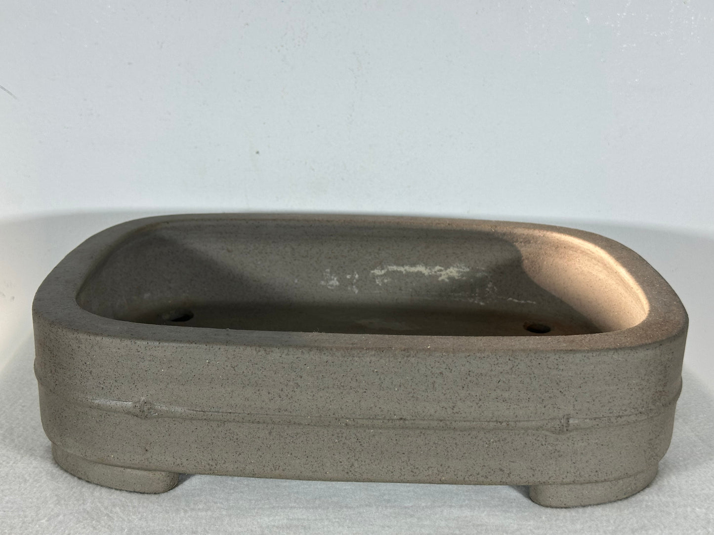 Preowned Japanese Tokoname Unglazed Rectangular Bonsai Pot Seizan - 12.75” By 9.25”
