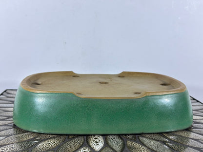 Preowned Japanese Tokoname Glazed Rectangular Bonsai Pot Yamafusa - 11.25” By 8.5”