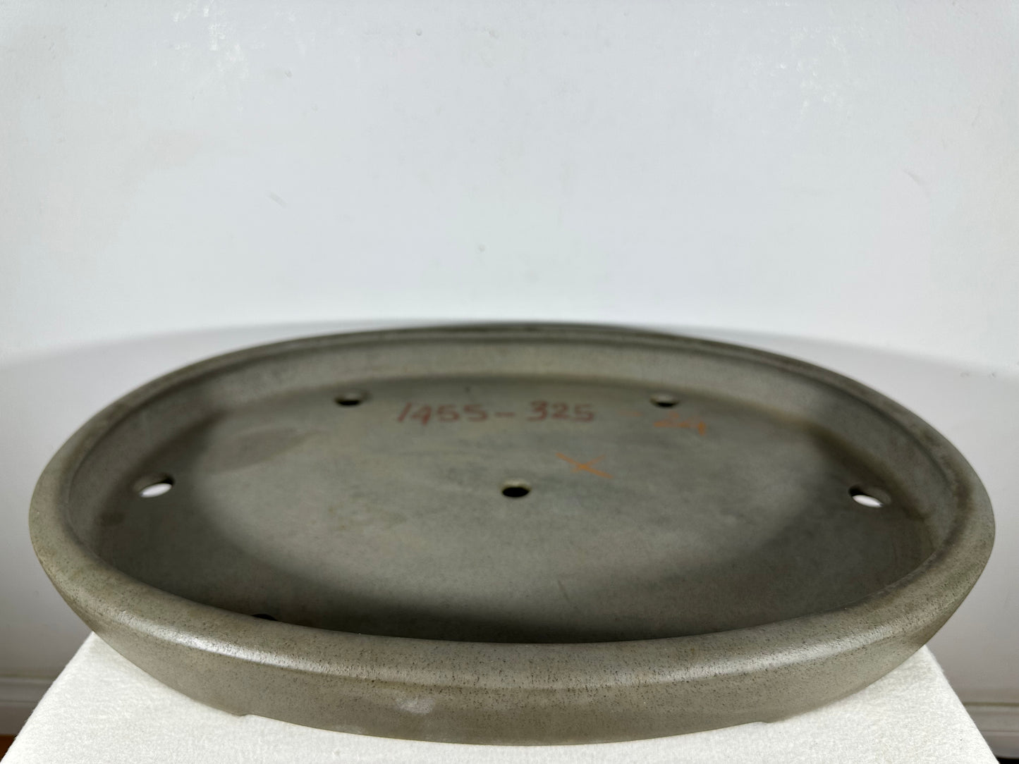 Preowned Japanese Tokoname Unglazed Oval Shallow Bonsai Pot Seizan - 20.5” By 14.5”
