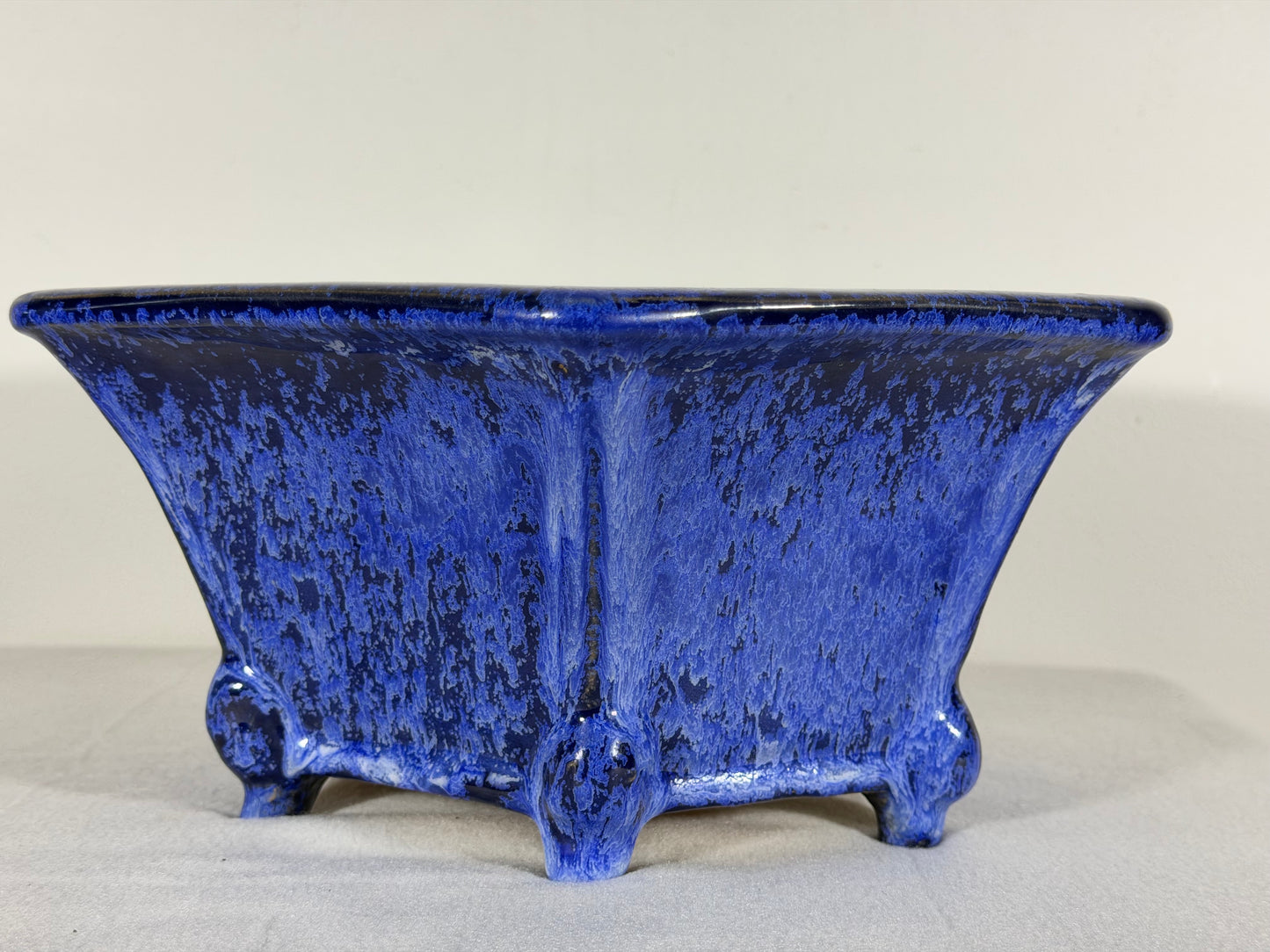 Preowned Japanese Tokoname Glazed Hexagon Shape Bonsai Pot Syuho - 11” By 4.75”