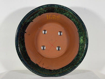 New Japanese Tokoname Glazed Round Bonsai Pot Syuhou Yoshimura - 13.5” By 5.75”