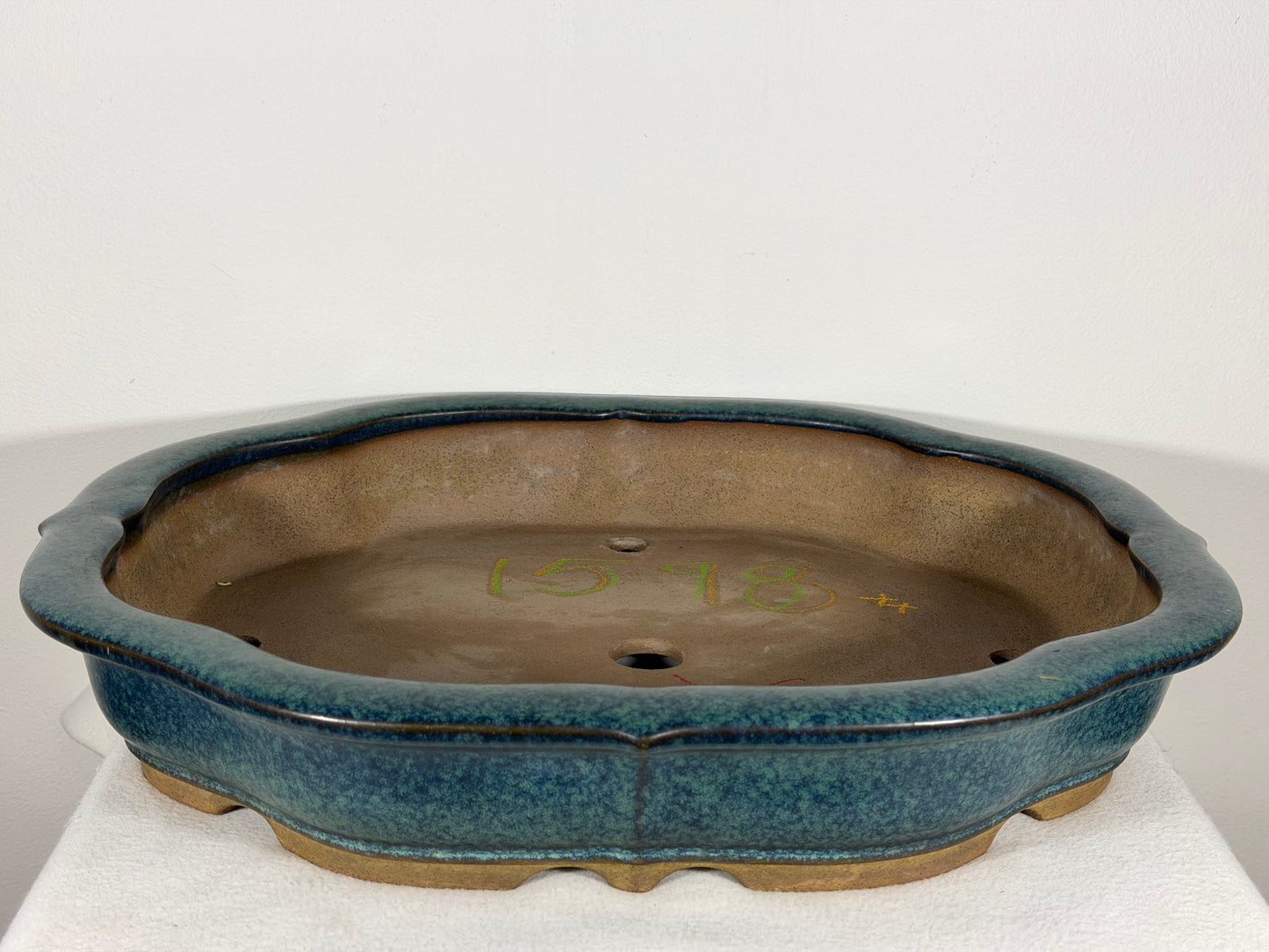 Preowned Japanese Tokoname Glazed Rinka Style Bonsai Pot Hekisui - 19” By 16.25”