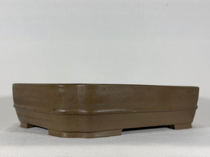 Preowned Japanese Tokoname Unglazed Rectangular Bonsai Pot Sykouzan - 14.25” By 11.25”