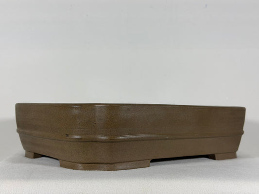 Preowned Japanese Tokoname Unglazed Rectangular Bonsai Pot Sykouzan - 14.25” By 11.25”