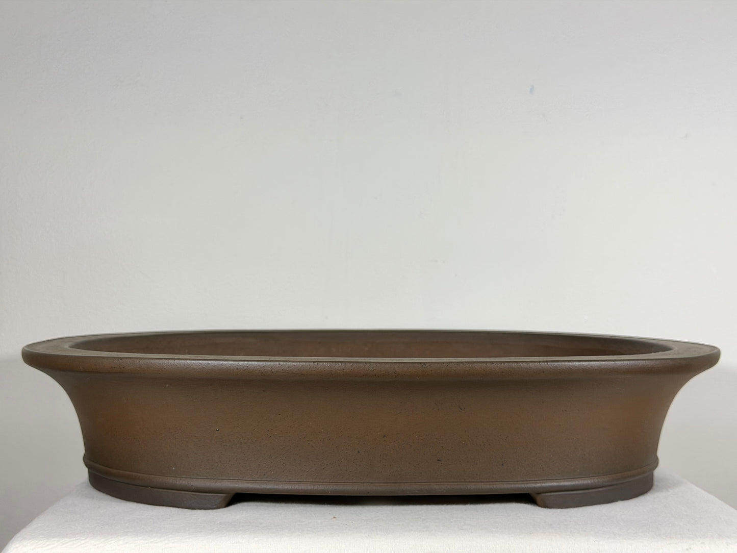 Preowned Japanese Tokoname Unglazed Oval Bonsai Pot Gyouzan Nakano - 19” By 15.5”