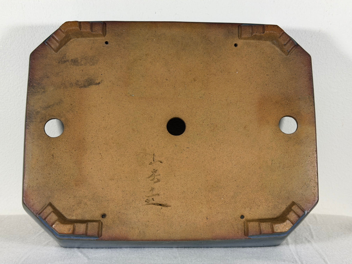 Preowned Japanese Tokoname Glazed Rectangular Bonsai Pot Yamafusa - 11” By 8.5”