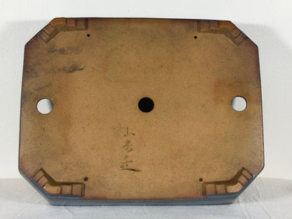 Preowned Japanese Tokoname Glazed Rectangular Bonsai Pot Yamafusa - 11” By 8.5”