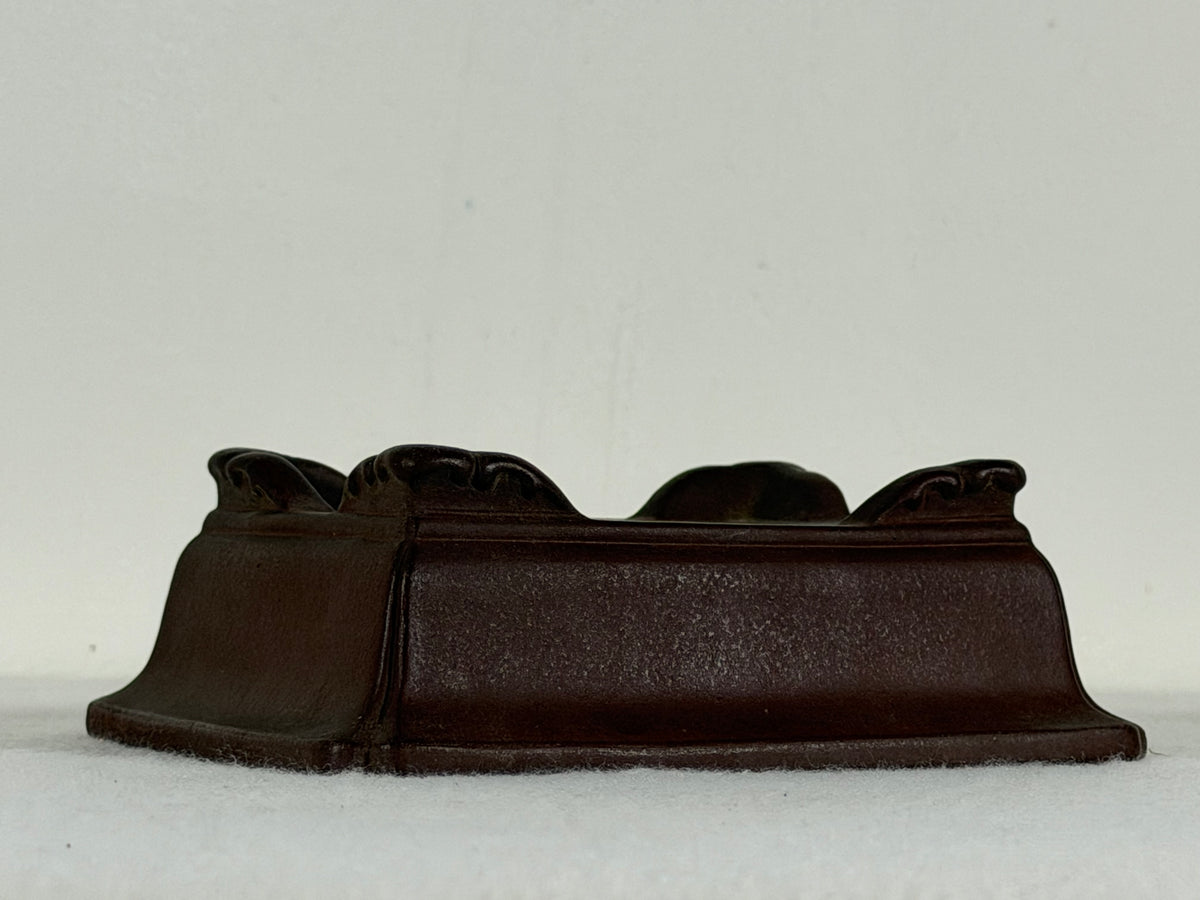 Preowned Japanese Tokoname Unglazed Rectangular Bonsai Pot Yamaaki - 5.25” x 4.25” x 1.75”