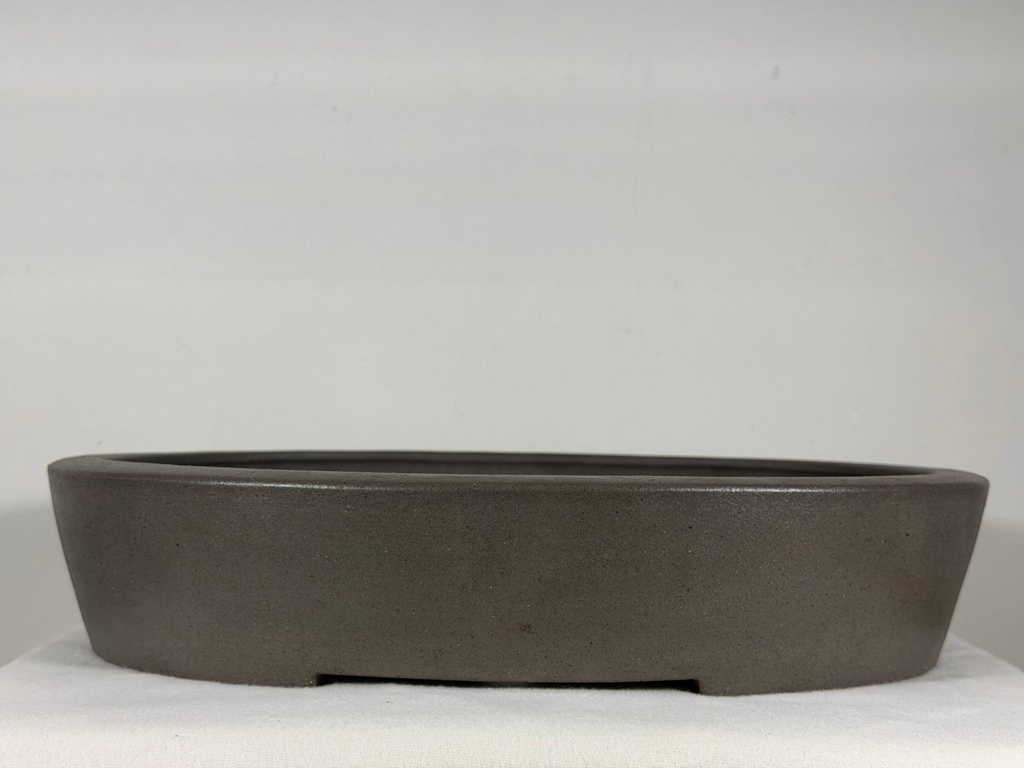 Preowned Japanese Tokoname Unglazed Oval Bonsai Pot Keizan - 16.25” By 12.75”