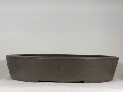 Preowned Japanese Tokoname Unglazed Oval Bonsai Pot Keizan - 16.25” By 12.75”