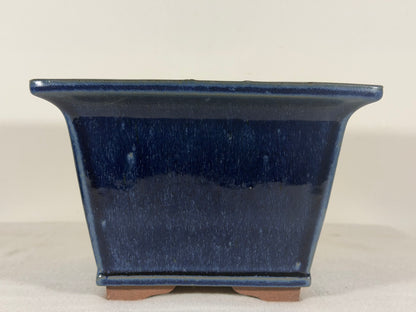Preowned Japanese Tokoname Glazed Square Bonsai Pot Youzan - 7.75” By 5.25”