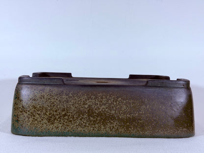Preowned Japanese Tokoname Glazed Rectangular Bonsai Pot Aiba Koyo - 13” By 10”