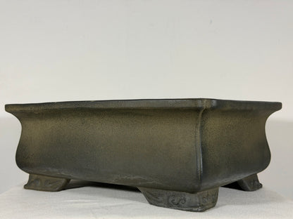 Preowned Vintage Japanese Tokoname Unglazed Rectangular Bonsai Pot Aiba Koyo - 15” By 11.25”