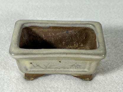 Preowned Japanese Tokoname Rectangular Bonsai Pot Tosui - 2.25” By 1.75”