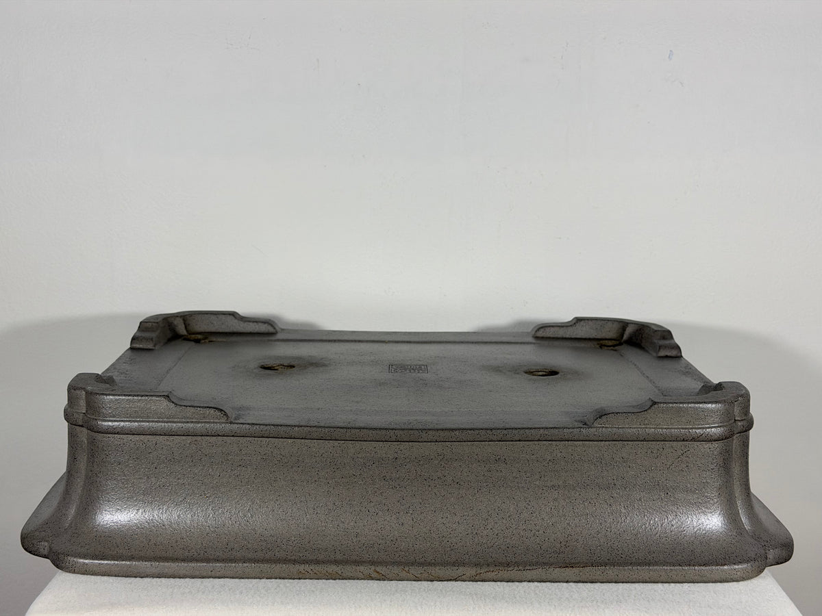Preowned Japanese Tokoname Unglazed Rectangular Bonsai Pot Keizan - 19” x 14.25” x 4”