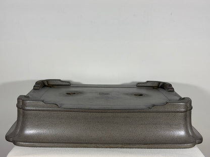 Preowned Japanese Tokoname Unglazed Rectangular Bonsai Pot Keizan - 19” x 14.25” x 4”
