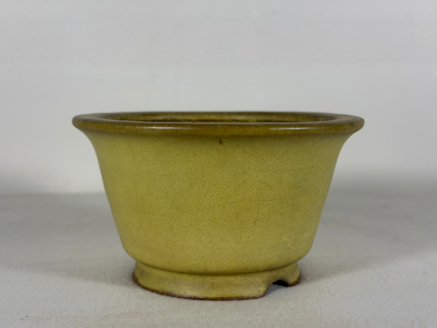 Preowned Japanese Tokoname Glazed Round Bonsai Pot Hatutori - 5.5” By 3.25”