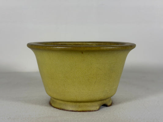 Preowned Japanese Tokoname Glazed Round Bonsai Pot Hatutori - 5.5” By 3.25”