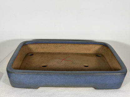 Preowned Japanese Tokoname Glazed Rectangular Bonsai Pot Yamafusa - 14” By 10.25”
